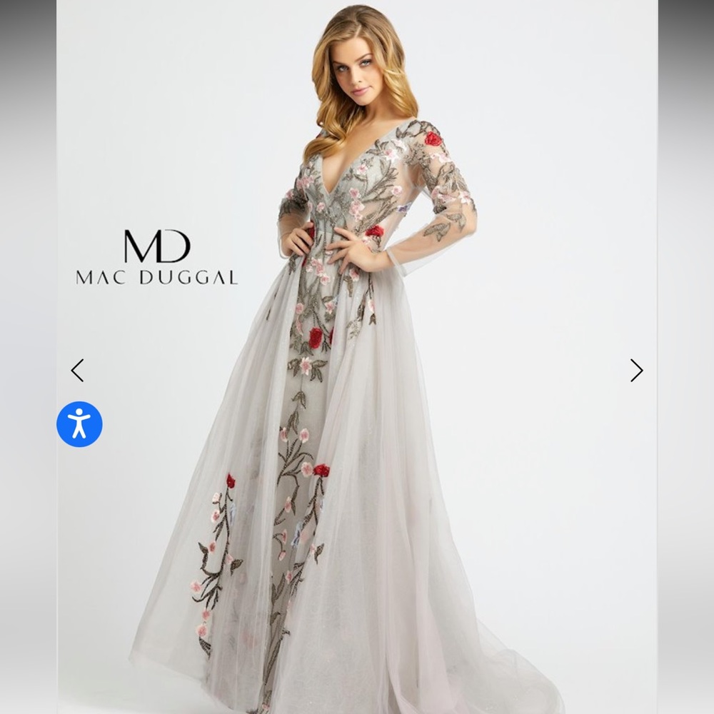 Mac Duggal Couture - 20125D Floral Embroidered Dress With Overskirt